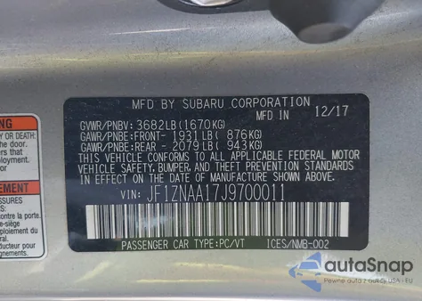 2018 Toyota 86 z USA, uszkodzony, nr VIN JF1ZNAA17J9700011